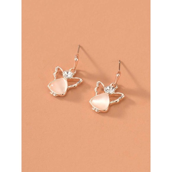 3 Piece Rhinestone Angel Jewelry Set With Pink Faux Pearl - Picture 2 of 4